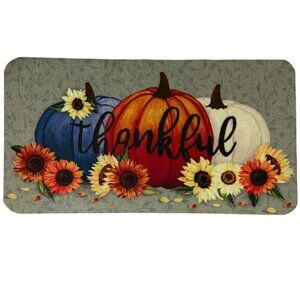 Sunflower Pumpkin Accent Rug Welcome Mat Thankful Rectangle Multicolor 17 x 30